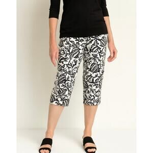 2/$15 Vintage Y2K Talbots Fish Print Capri Pants Black Nautical Petite Size 4P